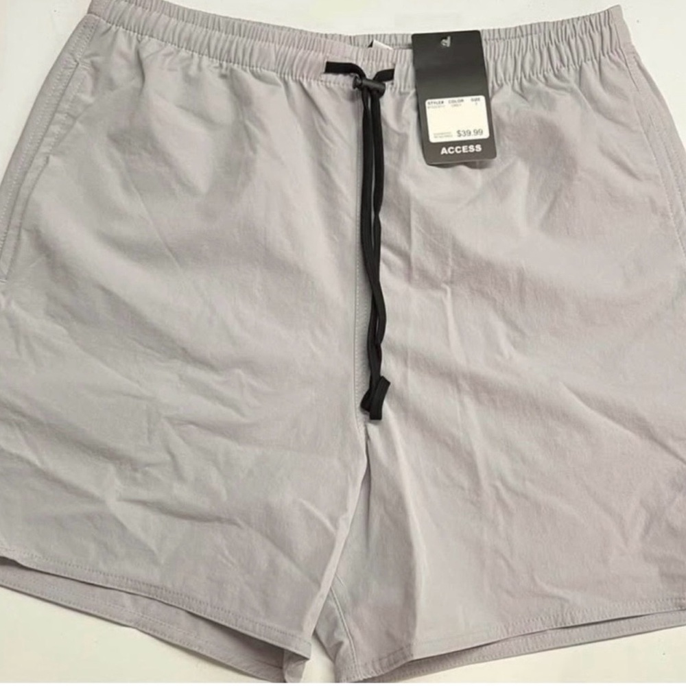 Gray Athletic Shorts with Black Drawstring